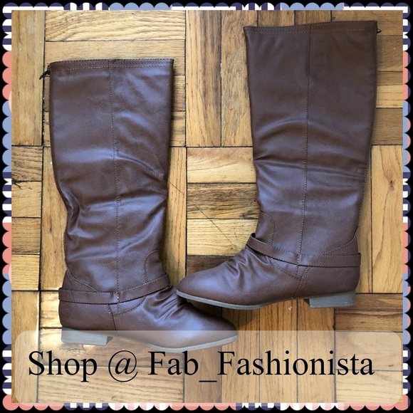 Vegan Leather Tall Brown boots size 9 - Picture 3 of 16